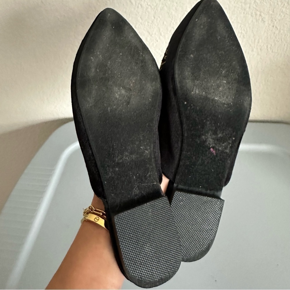 Cathy Din Bravia Embroidered Black Flat Mules Size 7 - Picture 9 of 10